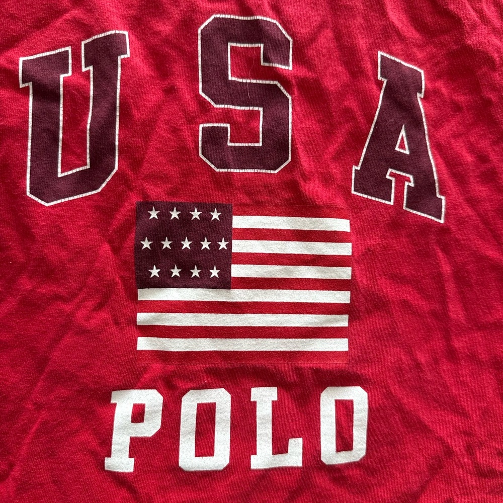 Red Polo USA flag T shirt